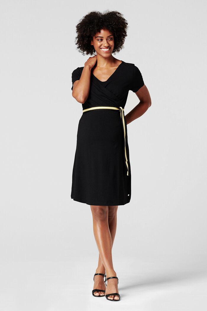 Kleid mit gestreiftem Gürtel, Organic Cotton, BLACK, detail image number 0