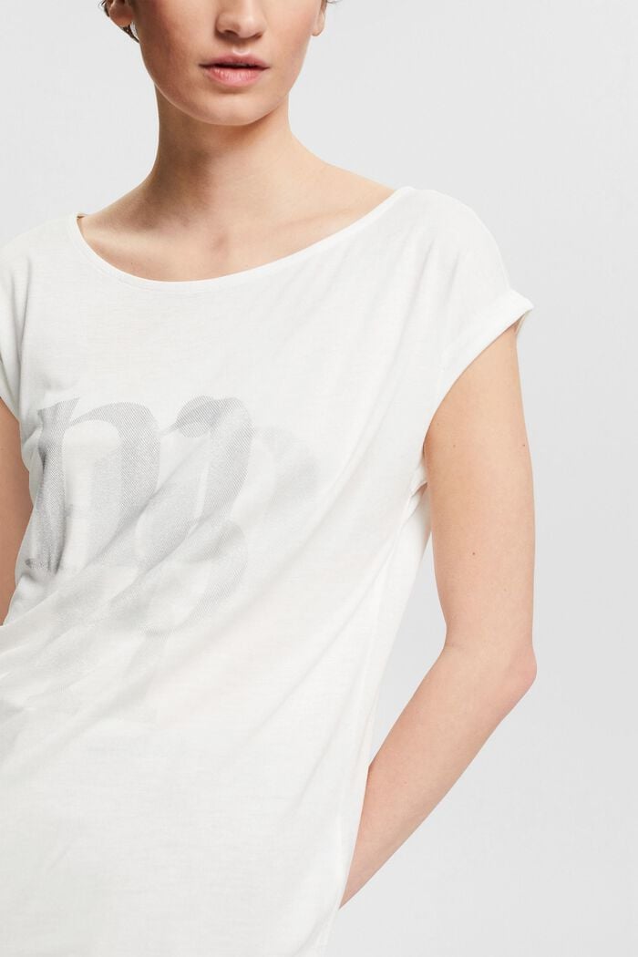 Shirt mit Metallic-Print, LENZING™ ECOVERO™, OFF WHITE, detail image number 2