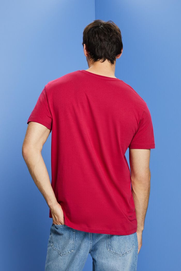 T-Shirt aus nachhaltiger Baumwolle mit Brusttasche, DARK PINK, detail image number 3