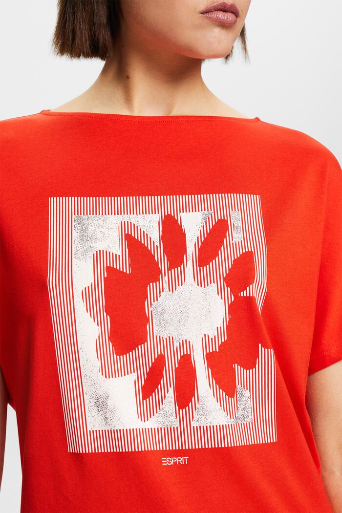 Jersey-T-Shirt mit Print vorne, RED, detail image number 3
