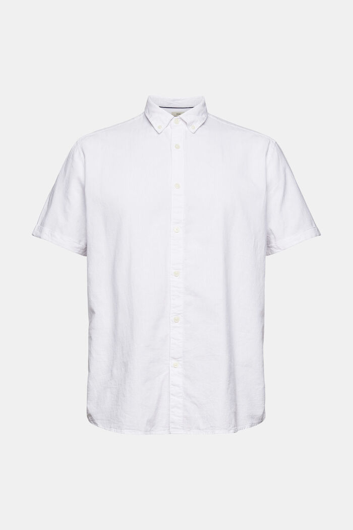 Mit Leinen: kurzärmeliges Button-Down-Hemd, WHITE, detail image number 6