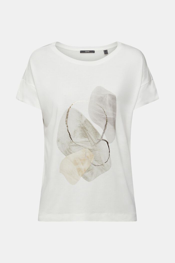 T-Shirt mit Metallic Print, LENZING™ ECOVERO™, OFF WHITE, detail image number 2