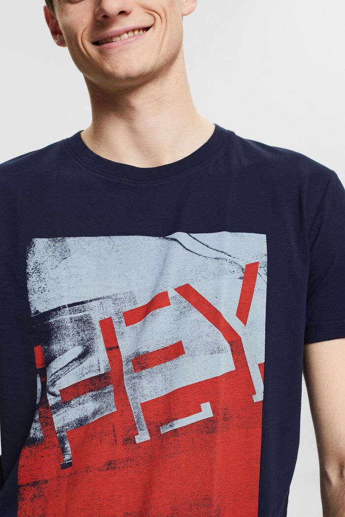 Jersey-T-Shirt mit großem Frontprint, NAVY, detail image number 1
