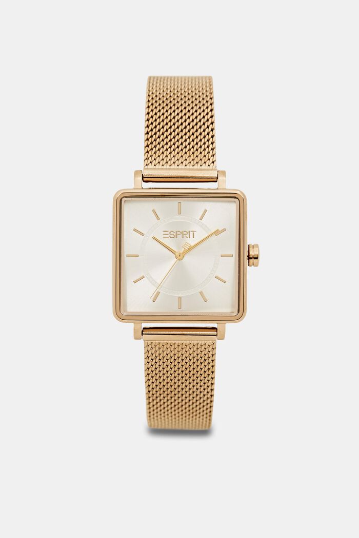 Eckige Uhr mit Mesh-Armband, GOLD, detail image number 0