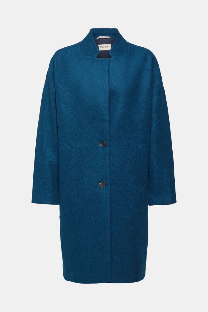 Mantel mit Wolle, PETROL BLUE, detail image number 5