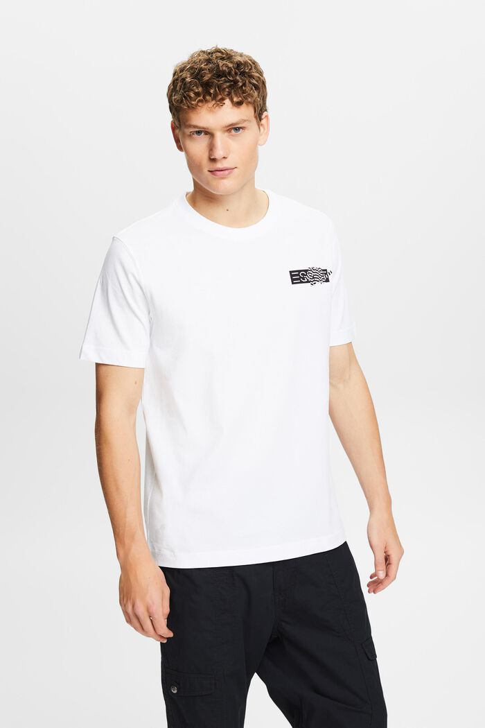 T-Shirt aus Baumwolljersey mit Grafikprint, WHITE, detail image number 0