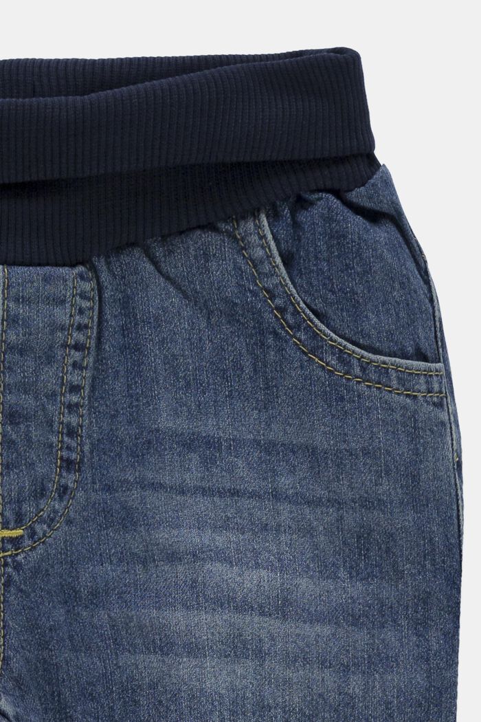 Jeans mit Ripp-Bund, 100% Bio-Baumwolle, BLUE MEDIUM WASHED, detail image number 2
