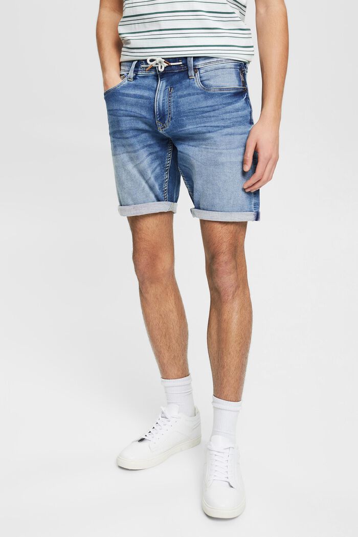 Kurze Jeans-Shorts mit Kordelzug, BLUE LIGHT WASHED, detail image number 0