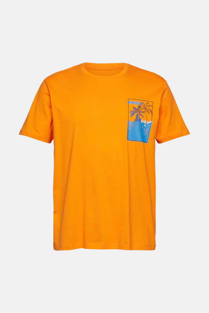 Jersey-T-Shirt mit Print, ORANGE, overview