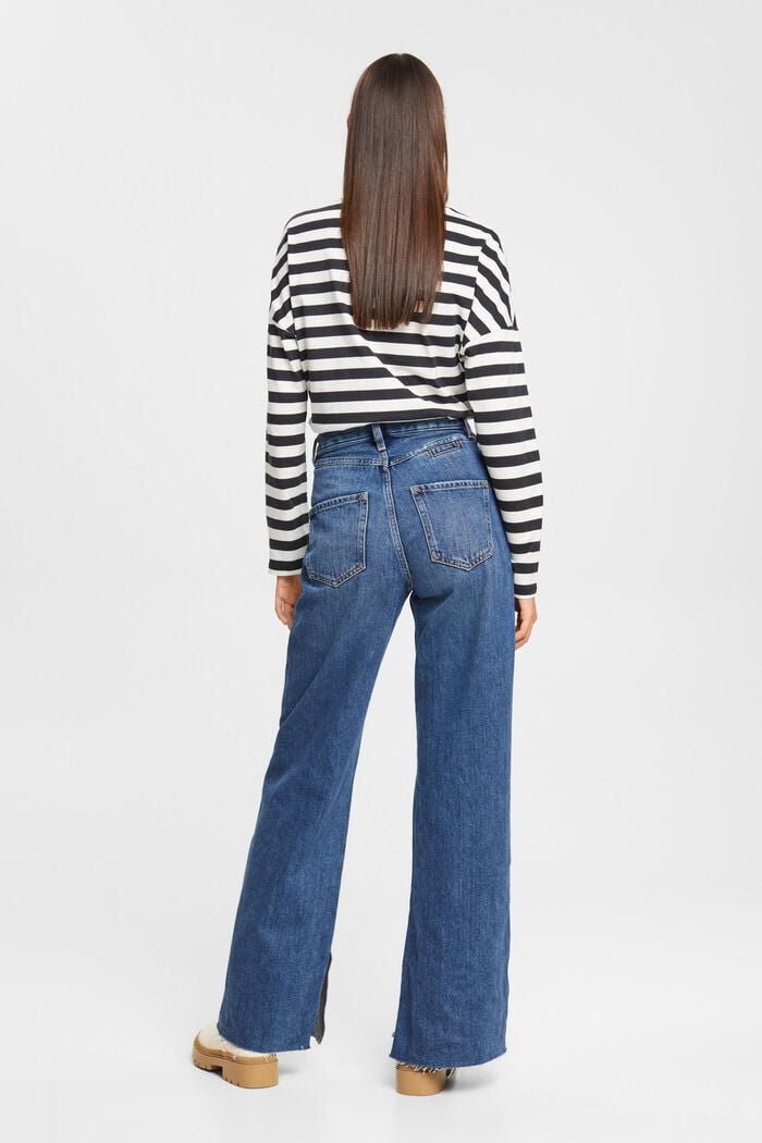 Jeans mit weitem Bein, 100 % Baumwolle, BLUE DARK WASHED, detail image number 3