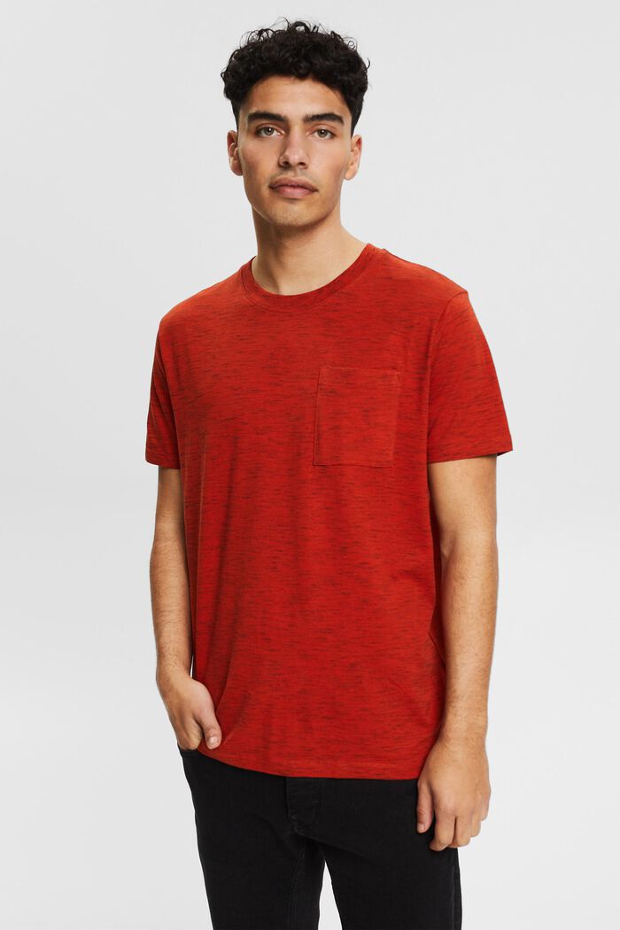 Jersey-T-Shirt aus Baumwoll-Mix, RED ORANGE, overview