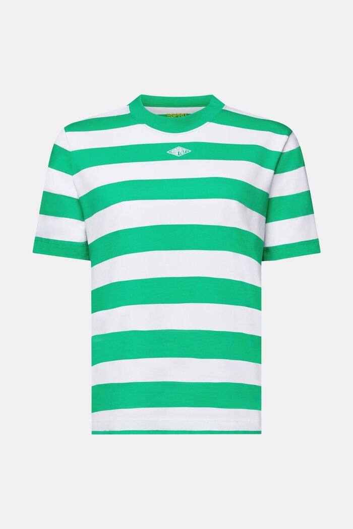 Streifen-T-Shirt aus Pima-Baumwolle mit Stickerei, GREEN, detail image number 7