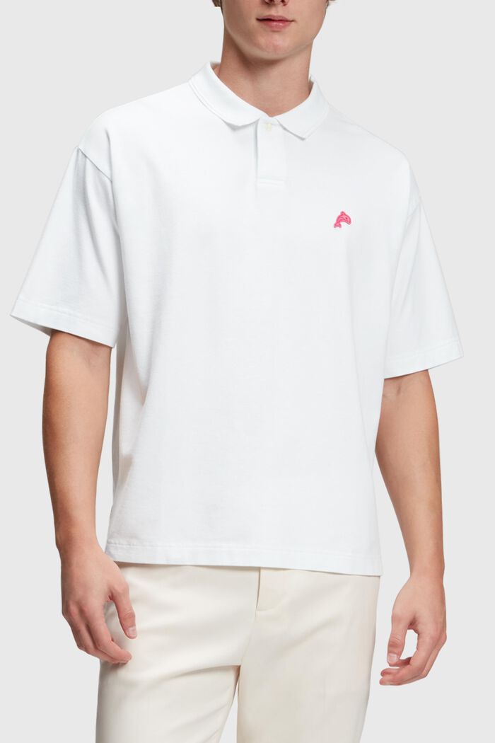 Relaxed Fit Poloshirt mit Dolphin-Badge, WHITE, detail image number 0