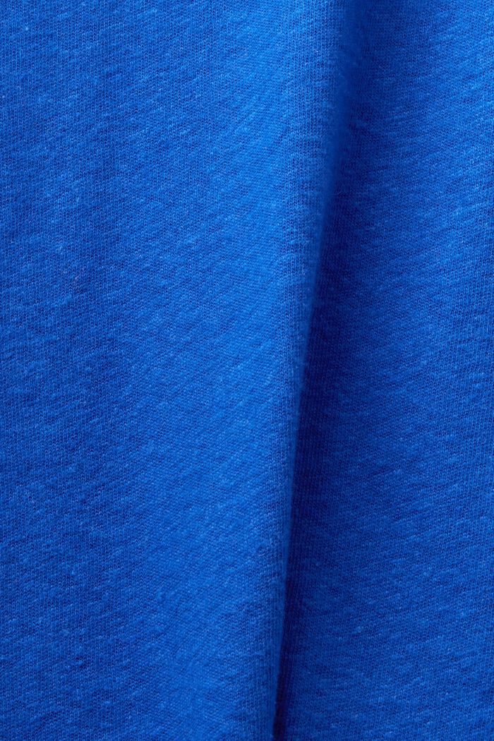 T-Shirt mit V-Ausschnitt aus Baumwolle-Leinen-Mix, BRIGHT BLUE, detail image number 4