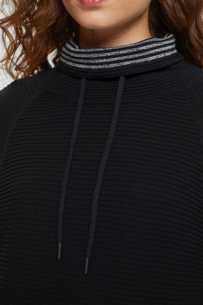 Pullover mit Trichterausschnitt, 100 % Baumwolle, BLACK, detail image number 2