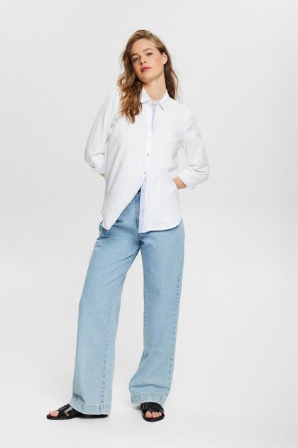 Hemd-Bluse aus 100% Baumwolle, WHITE, overview