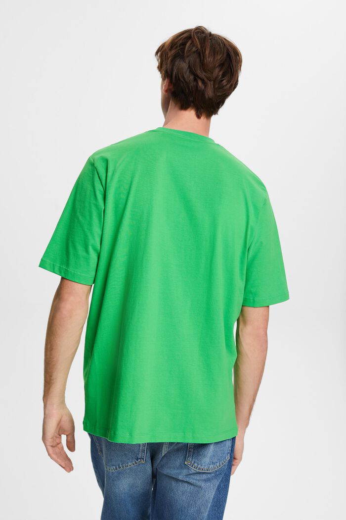Baumwoll-T-Shirt mit Rundhalsausschnitt, GREEN, detail image number 3