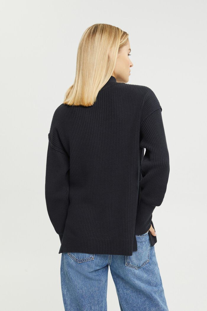 Pullover mit Stehkragen, 100 % Baumwolle, BLACK, detail image number 3