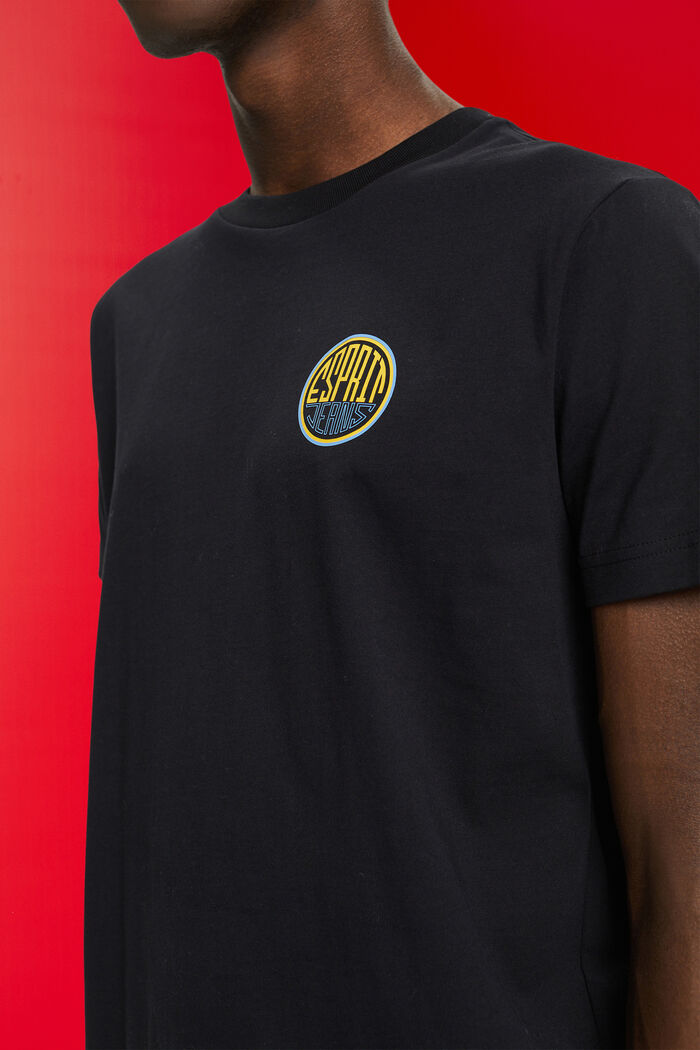 Baumwoll-T-Shirt mit Print auf der Brust, BLACK, detail image number 2