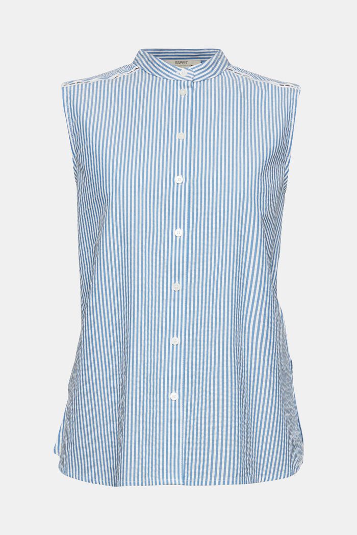 Kurzärmelige Bluse mit Längsstreifen, BLUE, detail image number 5