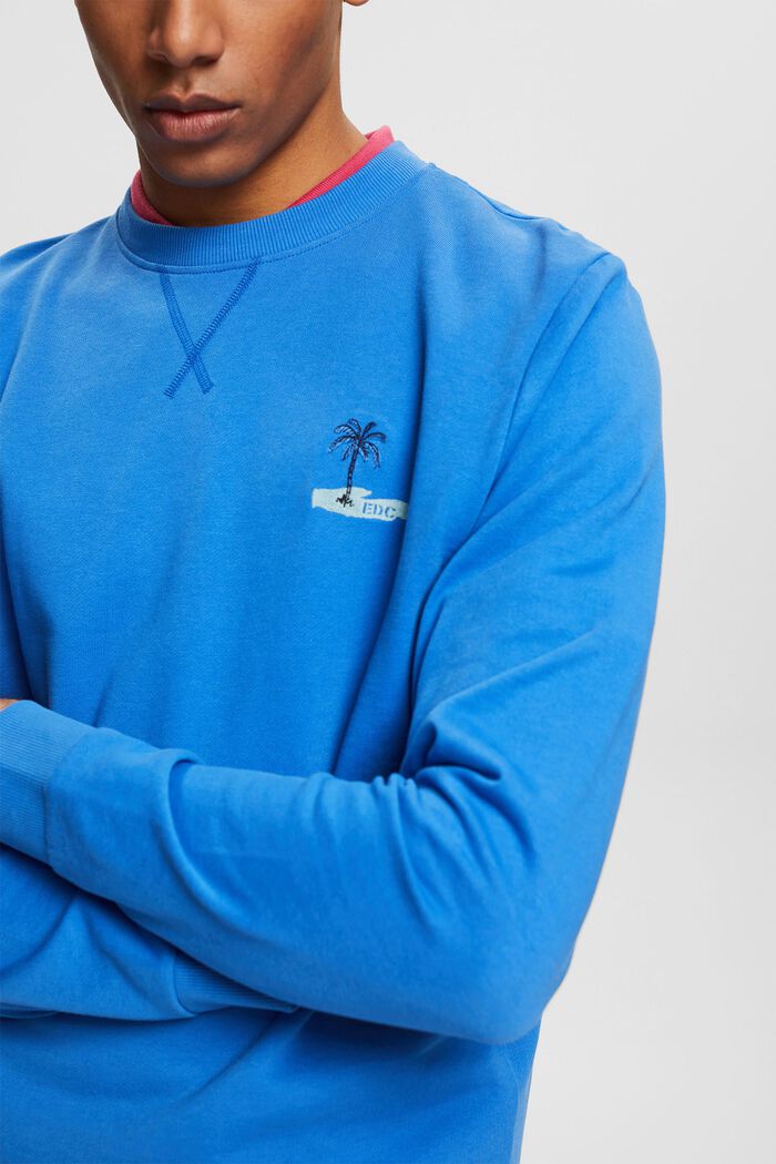 Sweatshirt mit kleiner Motiv-Stickerei, BRIGHT BLUE, detail image number 2