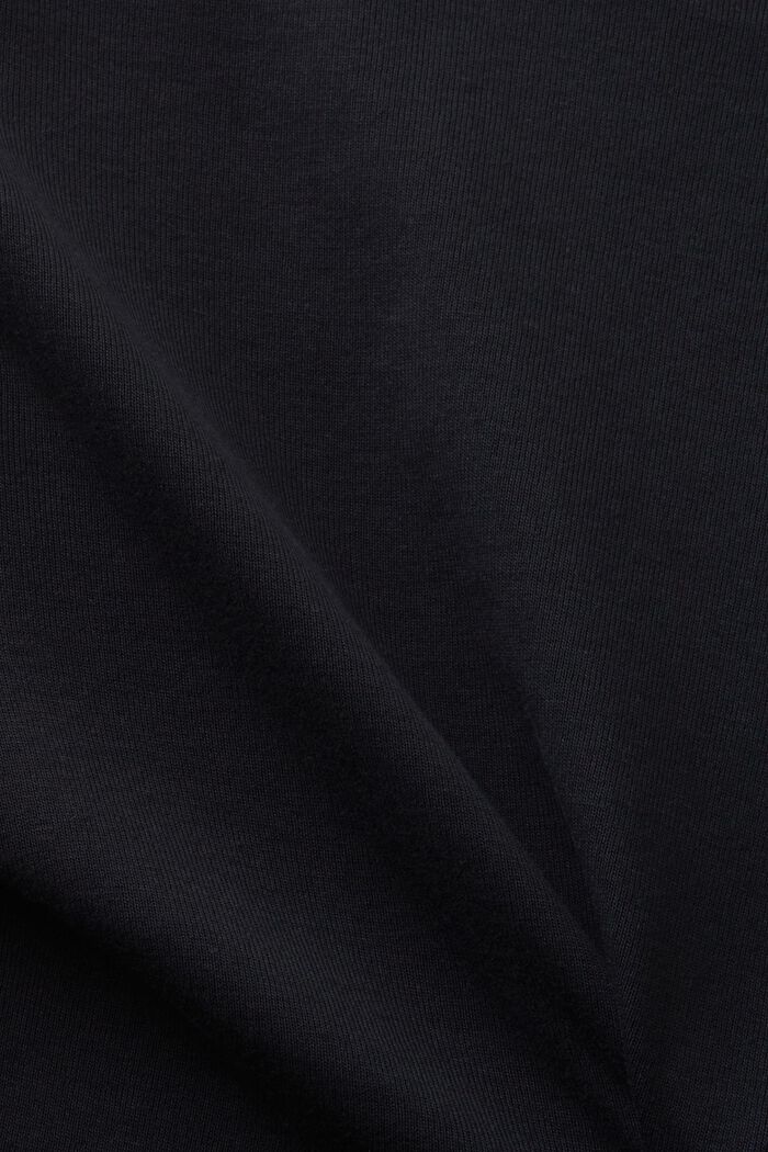 Baumwoll-T-Shirt mit V-Ausschnitt, BLACK, detail image number 4
