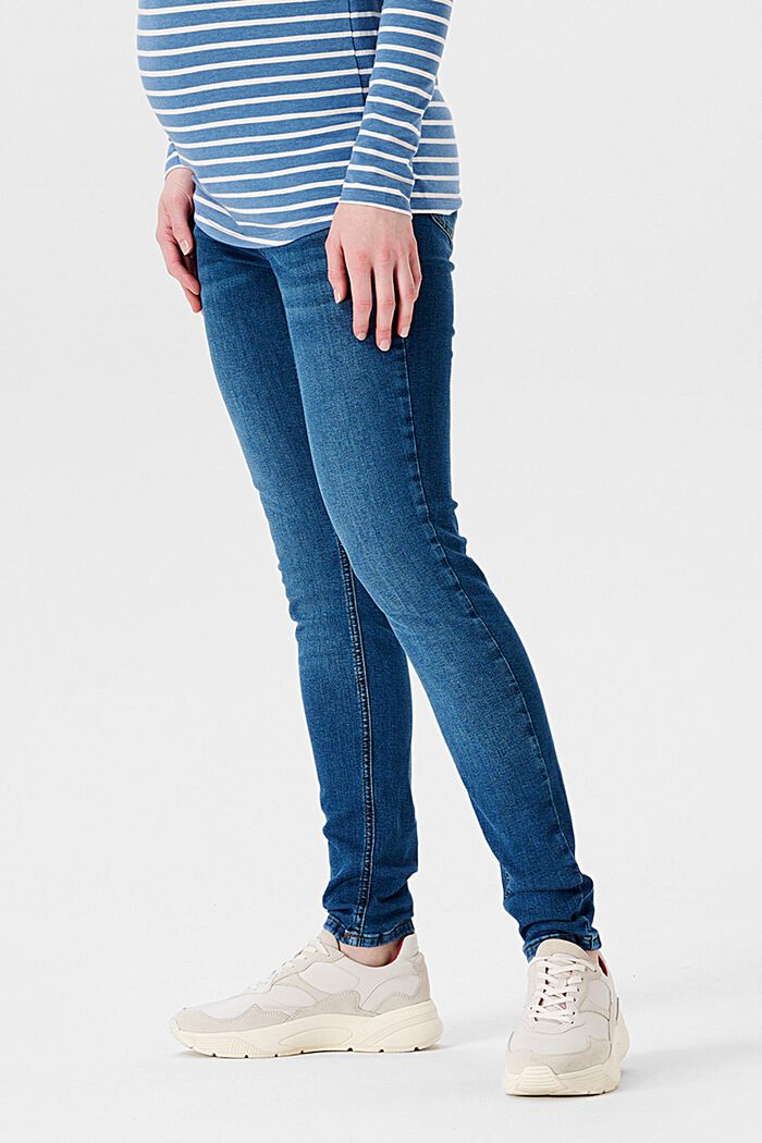 Schmal geschnittene Jeans mit Überbauchbund, BLUE MEDIUM WASHED, detail image number 2