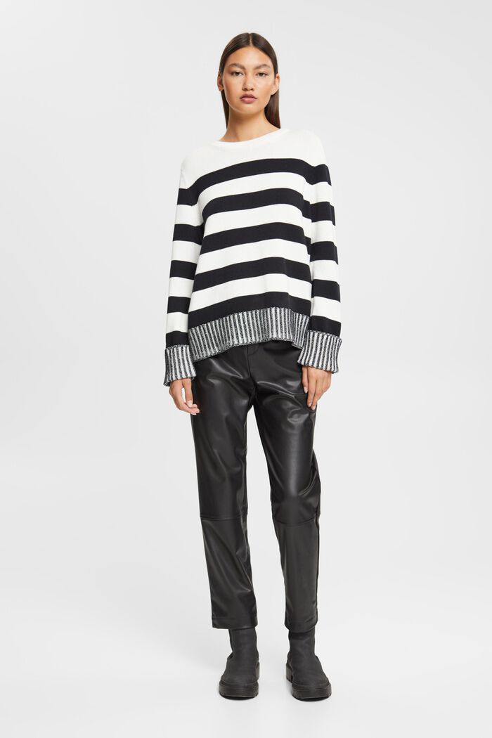 Sweater mit Streifen, 100% Baumwolle, OFF WHITE, detail image number 4