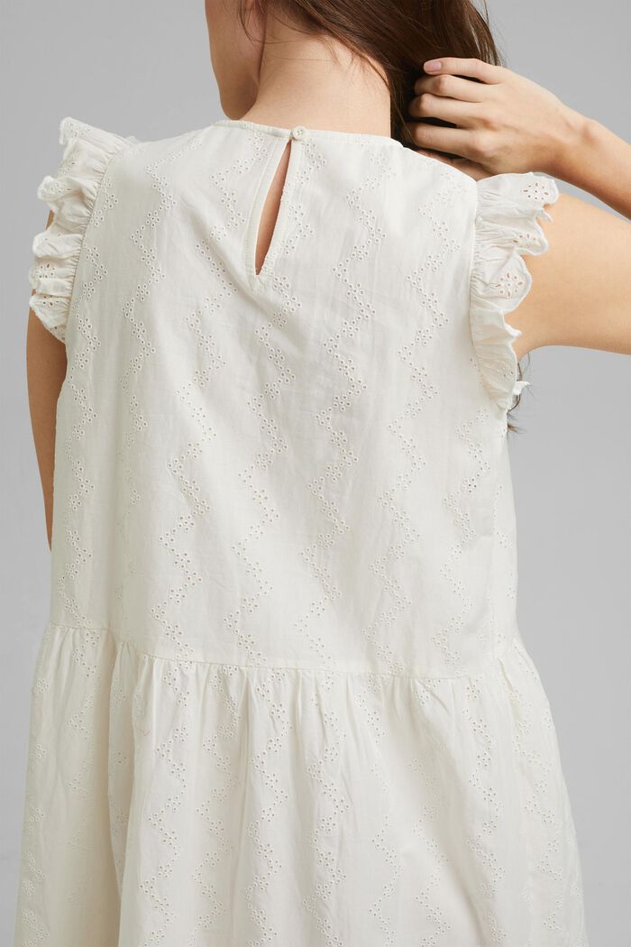 Kleid mit Lochstickerei, Organic Cotton, OFF WHITE, detail image number 3