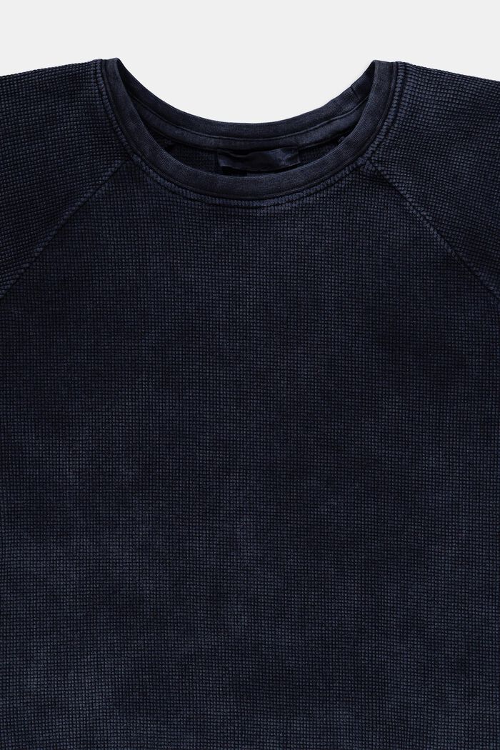 Cropped T-Shirt mit Struktur aus Baumwolle, BLUE DARK WASHED, detail image number 2