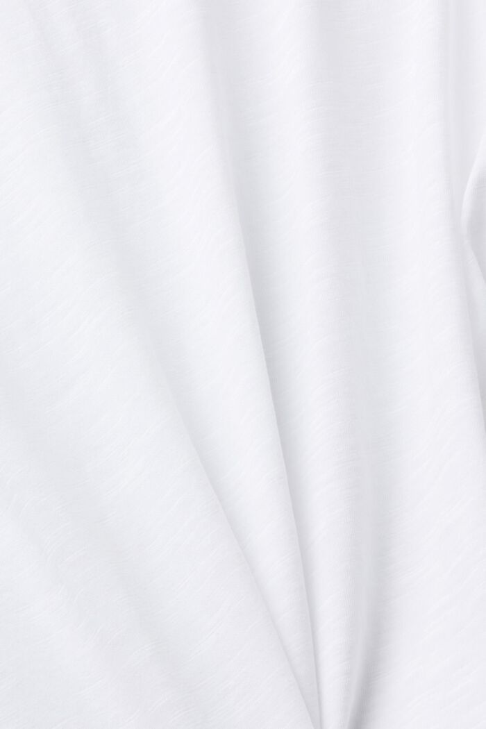 Baumwoll-T-Shirt mit V-Ausschnitt und Ziernähten, WHITE, detail image number 5