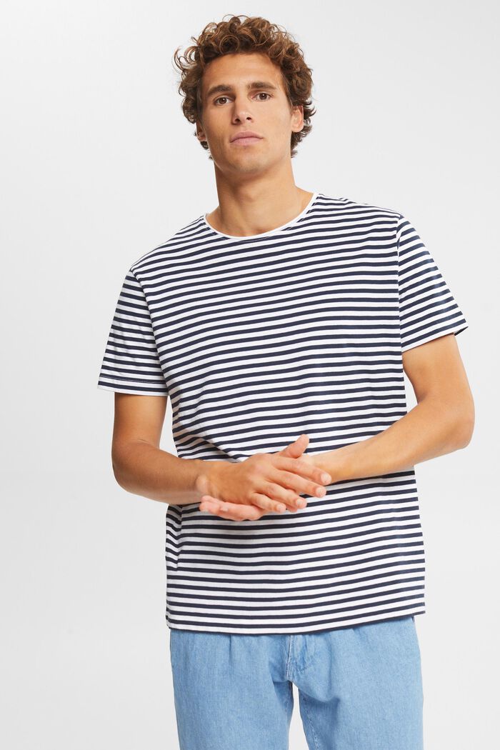 Jersey-T-Shirt mit Streifenmuster, WHITE, detail image number 0