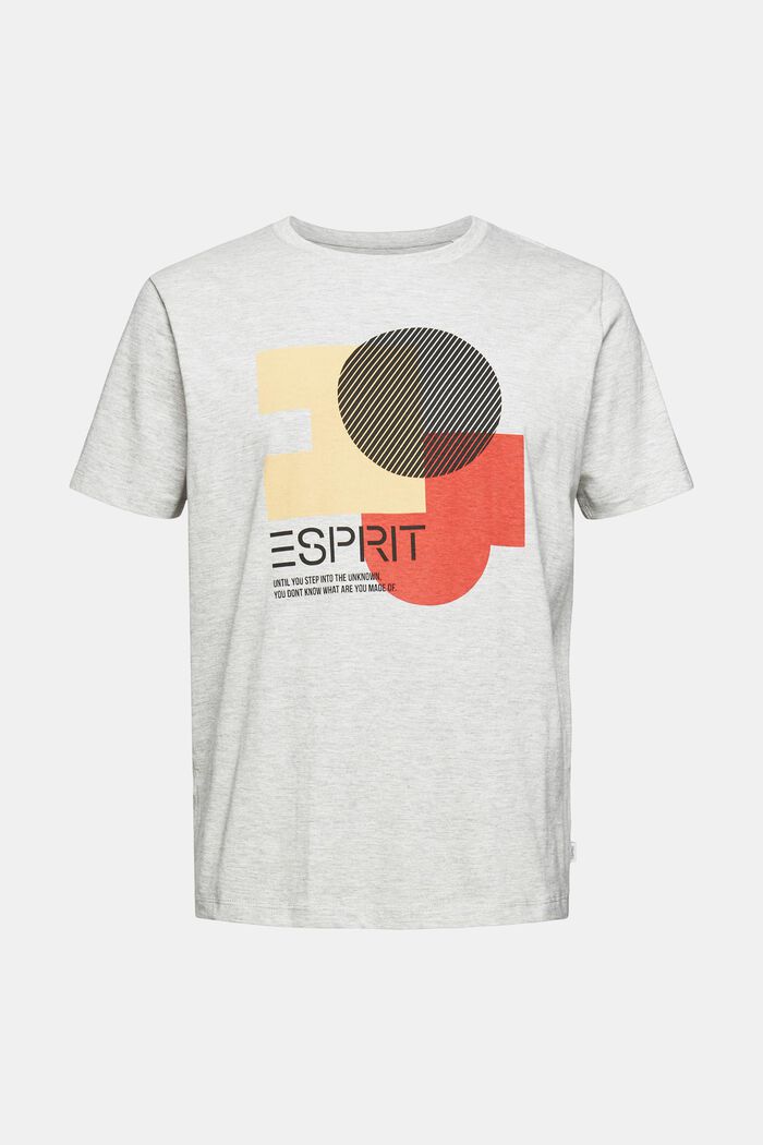 Jersey-T-Shirt mit Print, Bio-Baumwoll-Mix, LIGHT GREY, overview
