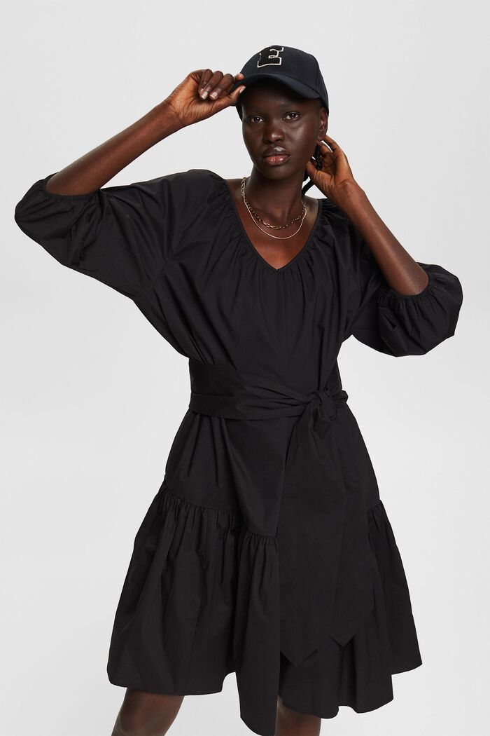 Kleid mit breitem Bindegürtel, BLACK, detail image number 0