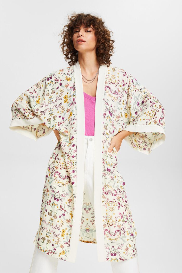 Kimono mit Blumenprint, CREAM BEIGE, detail image number 1