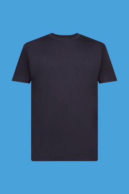 Rundhals-T-Shirt aus reiner Baumwolle, NAVY, overview