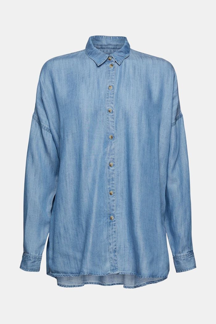 Aus TENCEL™: Oversize-Hemd in Jeansoptik