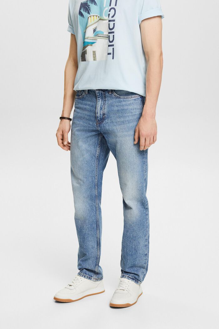 Jeans mit geradem Bein und mittlerer Bundhöhe, BLUE LIGHT WASHED, detail image number 0