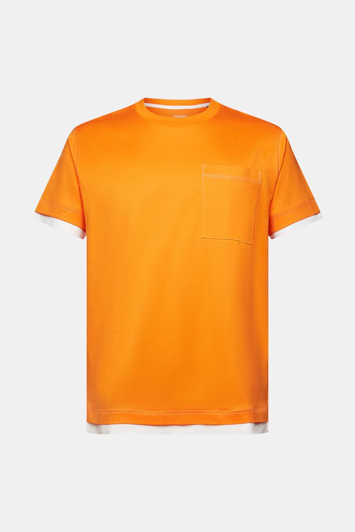 Rundhals-T-Shirt im Lagenlook, 100 % Baumwolle, BRIGHT ORANGE, detail image number 6
