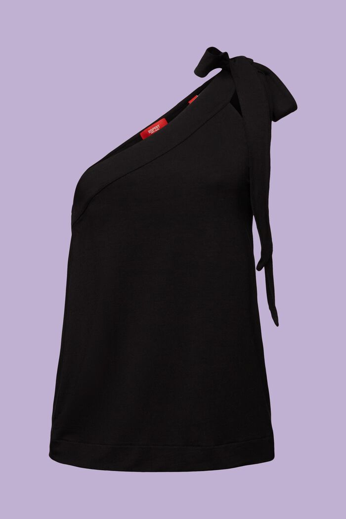One-Shoulder-Top aus Jersey, BLACK, detail image number 6