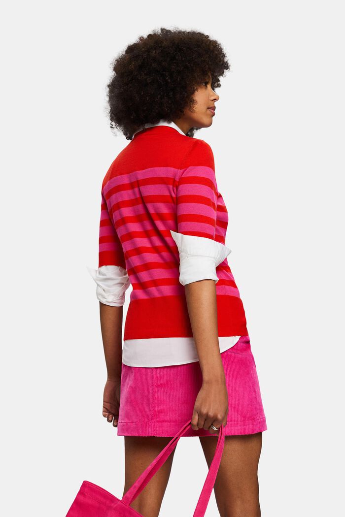 Gestreiftes Sweatshirt mit Rundhalsausschnitt, RED, detail image number 4