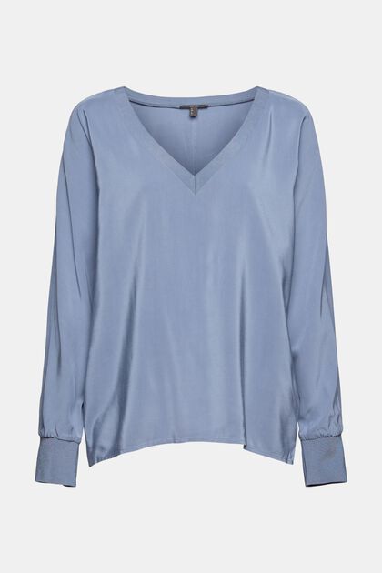 Oversize-Bluse mit LENZING™ ECOVERO™, GREY BLUE, overview
