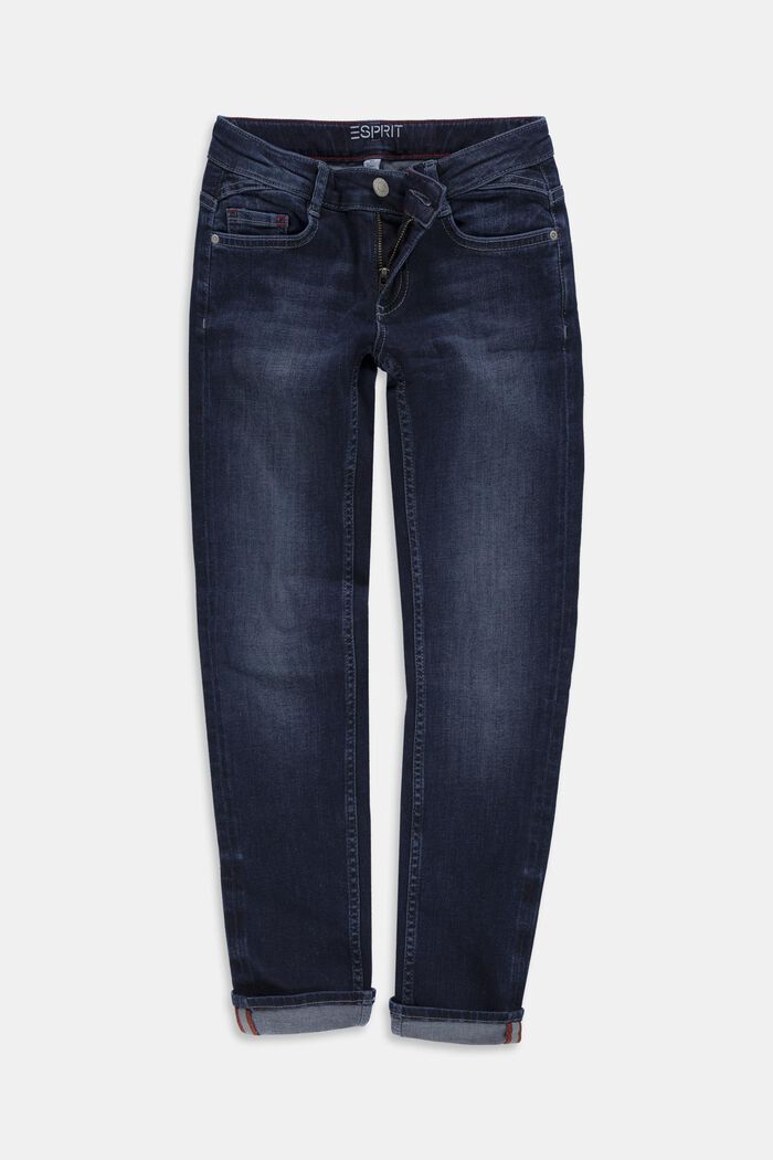 Reflektierende Jeans mit Verstellbund, BLUE DARK WASHED, detail image number 0