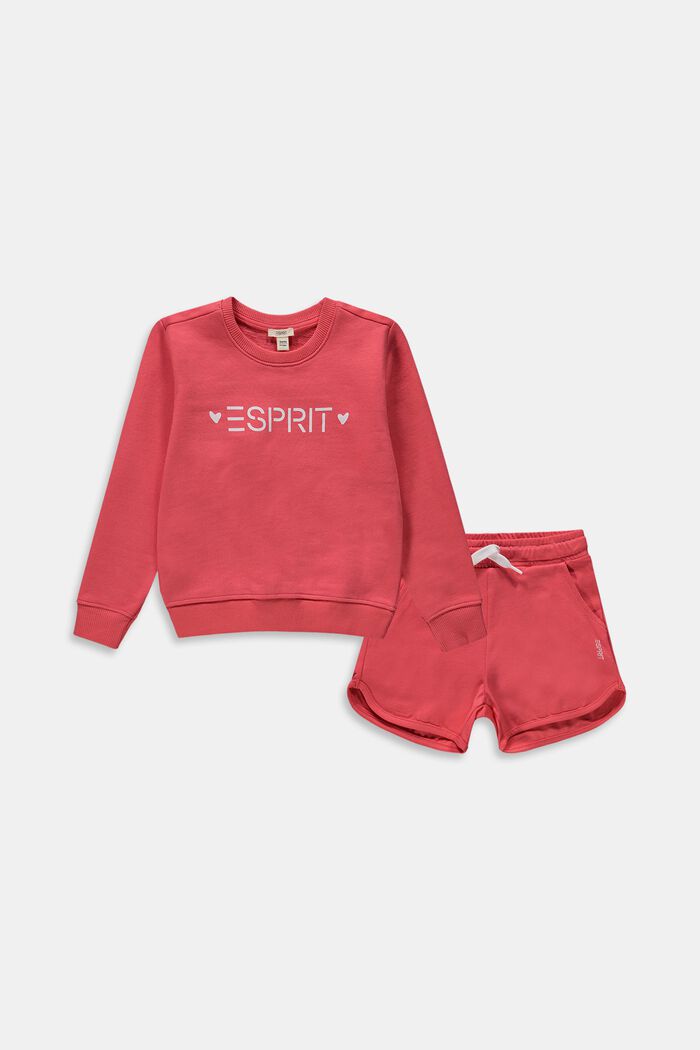 Set: Sweatshirt und Shorts, ORANGE RED, overview