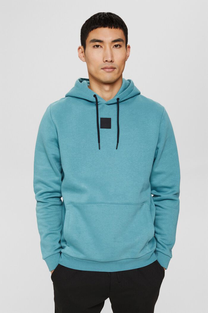 Hoodie mit Logo-Patch, Baumwoll-Mix, TURQUOISE, detail image number 0