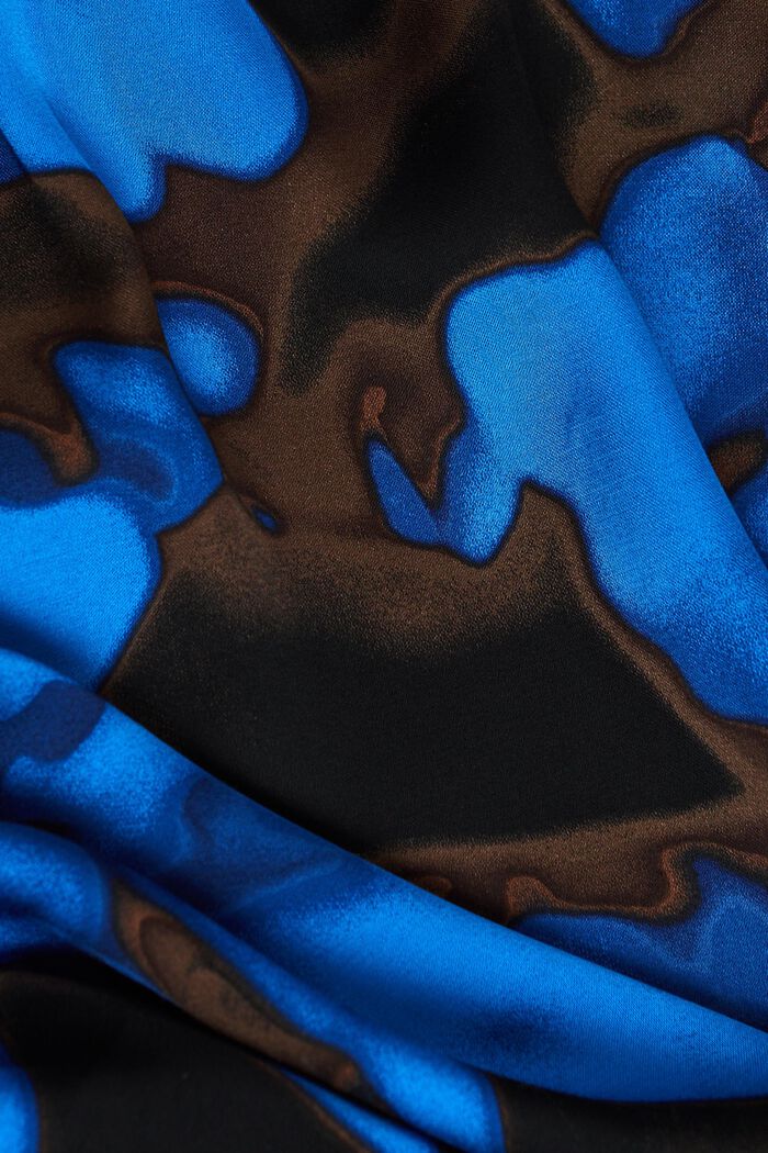 Gesmokte Satinbluse mit Print, BRIGHT BLUE, detail image number 6