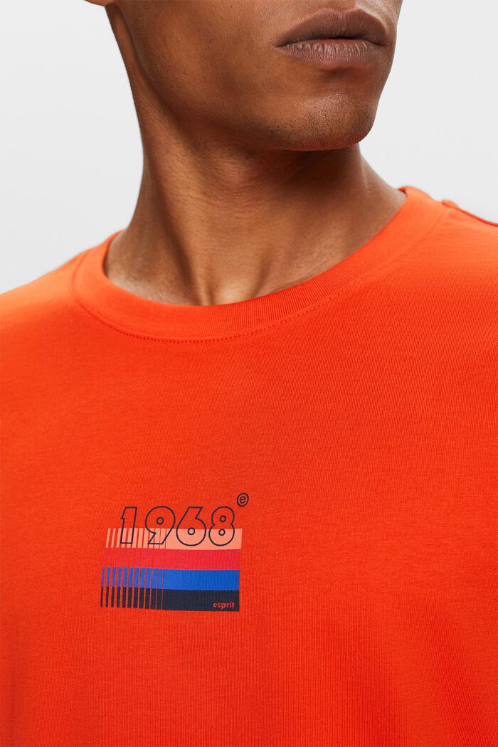Bedrucktes Jersey-T-Shirt, 100 % Baumwolle, BRIGHT ORANGE, detail image number 2