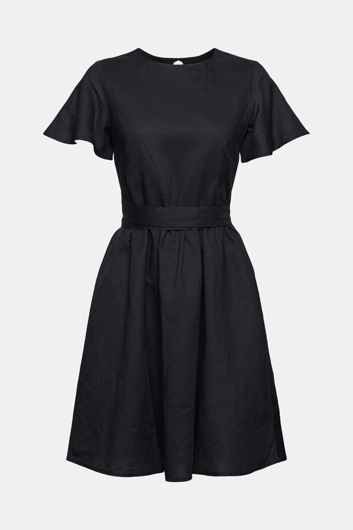 Kleid mit Rückenausschnitt aus Leinen-Mix, BLACK, detail image number 6