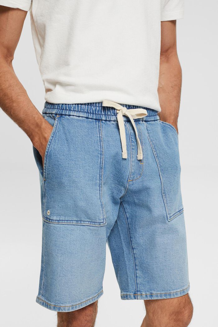 Jeans-Shorts mit Kordelzugbund, BLUE LIGHT WASHED, detail image number 1