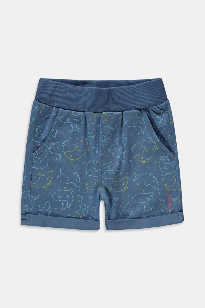 Jersey-Shorts mit Print aus Organic Cotton, GREY BLUE, overview